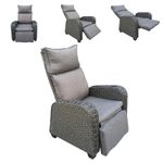 Reclining Garden Armchair Rattan Outdoor Recliner Cushioned Patio Recliner Chair
