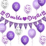 10th Birthday Decorations Girl - Purple Double Digits Decoration 