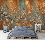 Rustic Blue Bird Blossom Wallpaper Mural Removeable Washable Peel&Stick