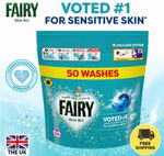 Fairy Non Bio Laundry Pods 50 Washes Sensitive Skin Washing Capsules UK