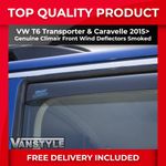 FITS VW T6 TRANSPORTER 2015> GENUINE CLIMAIR FRONT WIND DEFLECTORS SMOKED TINT