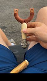 Handmade ivory Catapult Slingshot With Leather Wrap Y-Fork Handle
