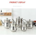 Stainless Steel Metal Teapot Cafe Tea Coffee Drink Restaurant Kitchen Flip Lid