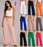 Palazzo Trousers Ladies Womens Harem Plain Colour Wide Loose Baggy Spring Summer