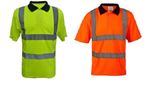 HI VIS VIZ HIGH VISIBILITY POLO SHIRT NAVY COLLAR REFLECT TAPE SAFETY WORK TOP