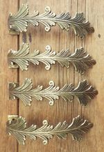 RECLIAMED 2 PAIR HEAVY BRASS 9" CURTAIN ACANTHUS LEAF TIE BACKS HOLDBACKS  #T1