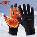 Black Winter Cycling Gloves Waterproof Windproof Touchscreen Reflective Non-Slip