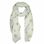 Wrendale Designs Green Woodlanders Design Scarf- Decorative Gift Ideas for Women