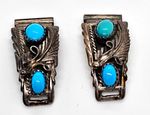Sterling Silver  Navajo Sleeping Beauty Turquoise Watch Tips  11 MM Bar Signed