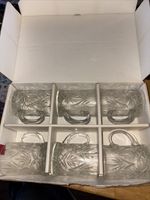 6 Paul Sebastian Pineapple Fan Leaded Crystal Mugs Glasses France Glass