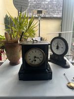 Small Antique Slate and Marble Timepiece Mantle Clock in FWO