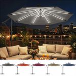 3 m Garden Cantilever Parasol with Solar Light, Overhanging Umbrella