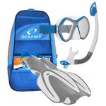 OCEANIC - Adult Snorkeling Set - Open Heel Fins - Carry Bag - S/M Snorkel Swim