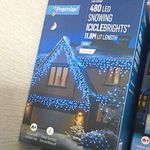 Premier Snowing Iciclebrights 480 LED Icicle Lights 11.8m White Clear Timer