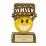 Mini Winner Happy Face Award Trophy 9cm Resin FREE engraving & Certificate