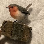 Vintage Arden Sculptures Robin on Log Figurine by Christopher Holt Hand Painted