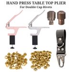 Hand Press Table Top Plier Double Cap Rivets Studs Fixing Dies Leather Craft