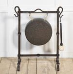 Wrought Iron Framed Dinner Gong | Decorative Oak & Brass Victorian Style
