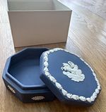 Wedgwood Jasper Portland Blue Jasperware Octagonal Decorative Box 10cm 3067