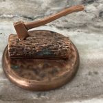 SCOUT LEADER GILWELL AXE & LOG BOY SCOUTS BSA Crest Craft Bronze Paperweight