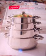 Crystals 3 Tier Stainless Steel Steamer Set 12L Glass Lid Induction Gas
