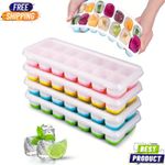 4PCS Silicone Ice Cube Trays Stackable Easy-Release BPA Free Cocktail Freezer
