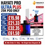 Hayati Pro Ultra Plus 25000 25K Prefilled Replaceable Pods Only 20mg Refill Pack