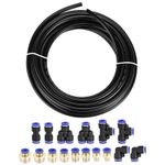 8mm OD Pneumatic Polyurethane PU Air Hose Tubing Kit 10M Black w/ 16X Fittings