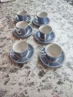 6x Teacups With Saucers. "Celadon" Designed By Hardy Amies, Saville Row.