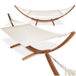 Hammock Adjustable Height Wooden Frame Durable Fabric Load 200kg Indoor Outdoor