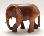 Vintage Hand-Carved Teak  Elephant Sculpture Mid-Century 
