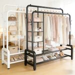 Heavy Duty Double Clothes Rail 120KG Load Clothes Rack for Bedroom Open Wardrobe