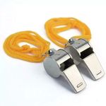 2 X METAL REFEREE WHISTLE WITH KEY RING SPORTS PE SCHOOL FOOTBALL RUGBY OUTDOOR