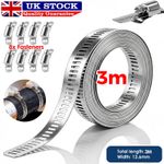 Hose Clamp 3M Stainless Steel Large Adjustable Jubilee Clips with 8x Fasteners