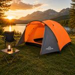 4 Man Camping Tent Waterproof With Porch Dome Tent 2000mm 4 Person Milestone