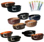 Childs Boys School Suit Belt in Black Brown Tan Navy Leather Lined Jeans