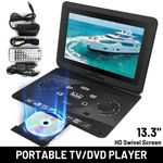 13.3" Portable DVD Player with Swivel Screen CD Game Support CD/ DVD/ VCD