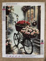 Completed Diamond Painting Bicycle & Flowers 30x40cm Handmade Wall Art