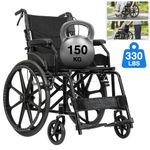 Self Propelled Folding Wheelchair Black Lightweight Foldable Manual Wheel Chair