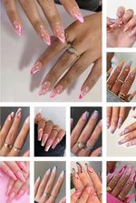 24Pcs Long Coffin Ballerina Almond Press On False Fake Nails Art With Glue Box