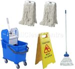 PROFESSIONAL KENTUCKY MOP BUCKET SET - COMPLETE MOP - 2 EXTRA REFILLS & SIGN 