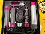 5-in-1 Hair Dryer Set with Brush, Round Brush, Curling Barrels Attachments