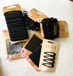 LURE Women’s Hair Accessories Set Black Elasticated Plastic & Metal Clips