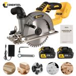 165mm Cordless Electric Circular Saw 6900 RPM Wood Cutter Tool with 2 Batteries