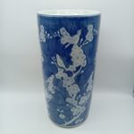 Vintage Blue & White Porcelain Umbrella Stand - 44.5cm Tall