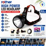 Rother Rechargeable LED Head Torch Headlamp USB Camping Fishing Work Light 5W