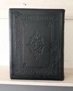 LARGE ANTIQUE HOLY BIBLE, PLATES, FAMILY REGISTER, FINE BINDING, 1875