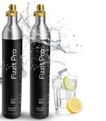 FizzIt Pro  2 x CO2 Cylinder , Carbonates Up to 120L, Refillable Soda Maker