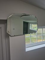 Vintage Art Deco Frameless Mirror Wall Hanging Scalloped Edge