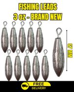 3oz Fishing Lead Weights – Sea fishing sinkers, packs of 5 or 10, Shore fishing